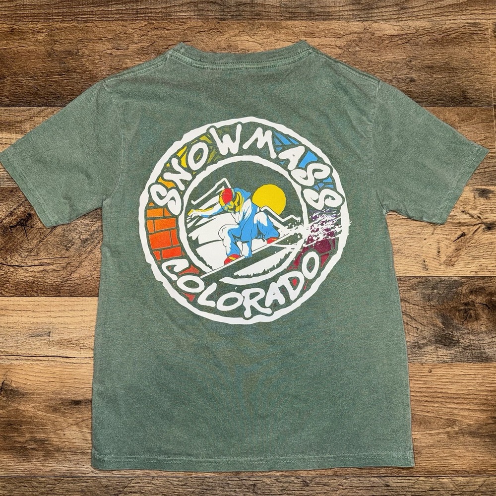 Snowmass Colorado Youth T Shirt Size Small Green 100% Cotton